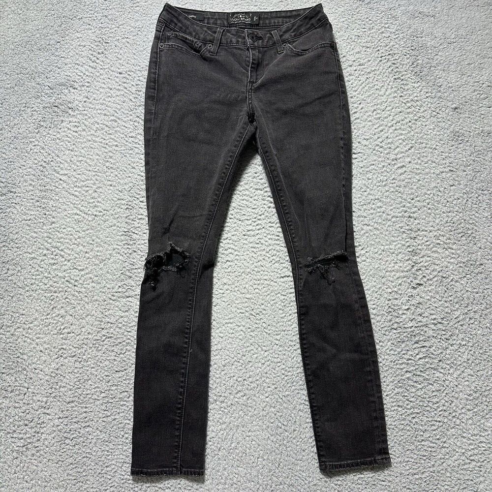 Lucky Brand Black Wash Low Rise Stretch Lolita Skinny Denim Jeans‎ sz 0/25 Ankle